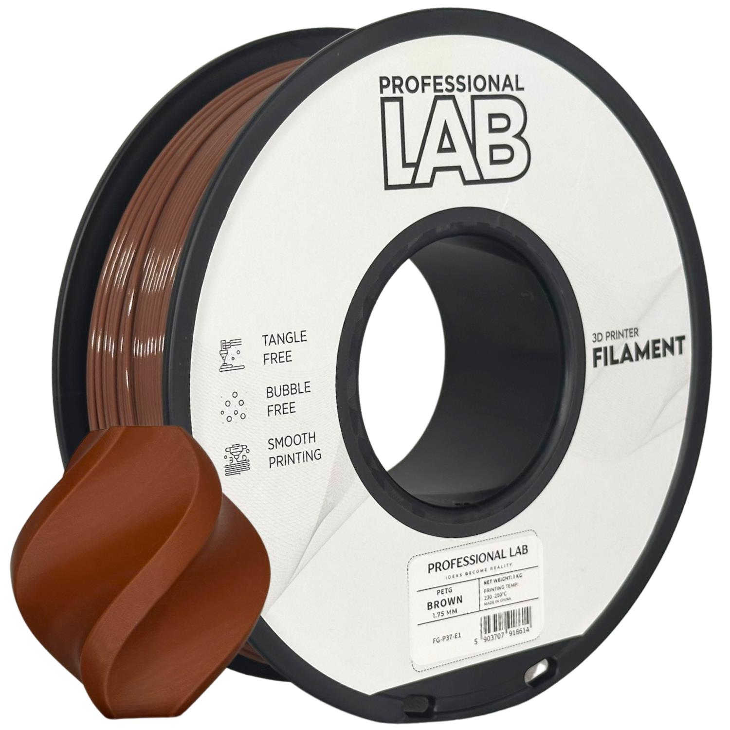 3D Филамент Prof. Lab PETG 1.75мм 1кг Коричневый (Brown)