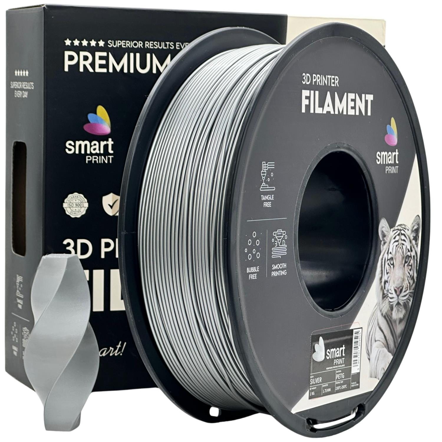 3D Filament Smart Print PETG 1.75mm 1kg Hõbedane (Silver)
